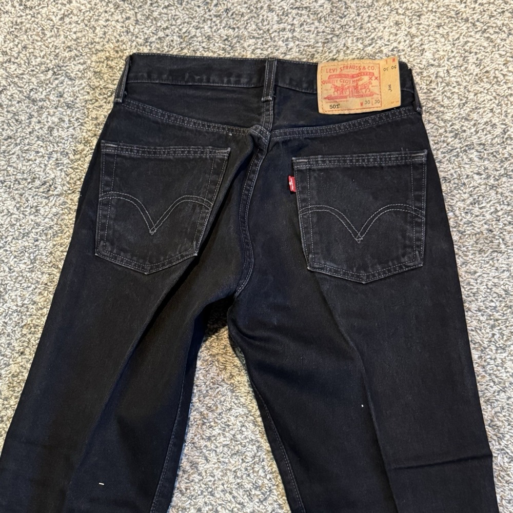 Levis 501 Jeans Mens 30x30 (Fit 28x29 Black Button Fly Straight Leg 5 Pocket VTG - Picture 6 of 12